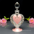 10 ml de botella de perfume árabe de lujo forma de corazón de vidrio de metal botella de aceite esencial con caja